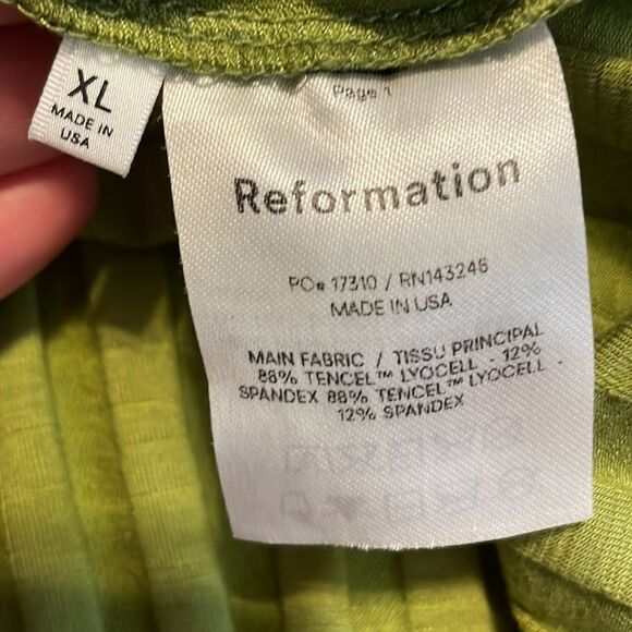 Reformation Mel Ribbed Mini Dress Avocado XL - Picture 7 of 9